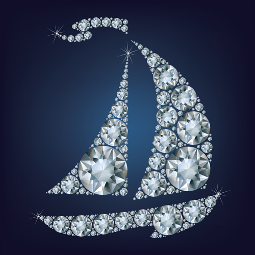 Sailboat with diamonds vector material  