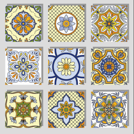 Seamless pattern tile floral vector set 03  