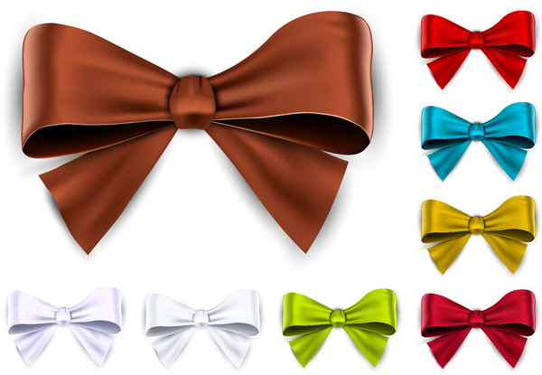 Shing colored bows vector set  