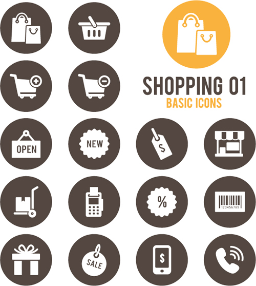 Shopping round icons vector design 01  
