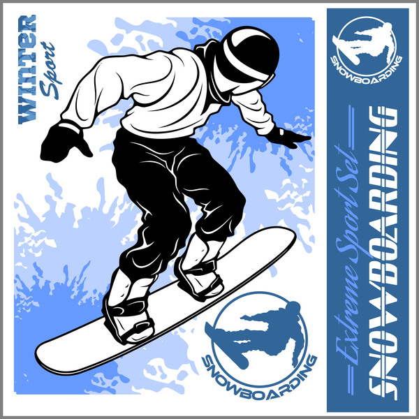 Snowboarding affiche le modèle de conception de vecteur 06  