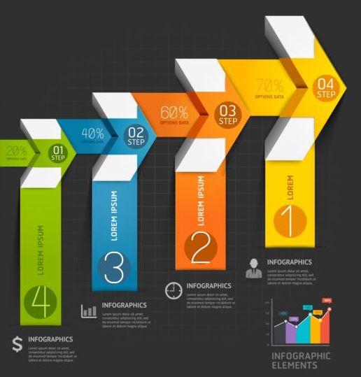 Treppe Pfeil Infographics Gestaltungselemente Vektor 02  