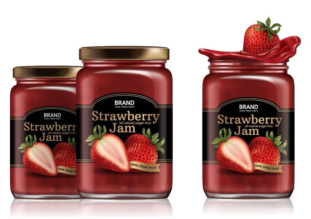 Confiture de fraises jar package vector 01  