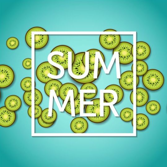 Summer background with kiwi slices vector 02  