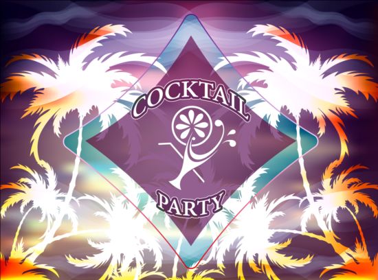 Tropical cocktall party background design vector 03  
