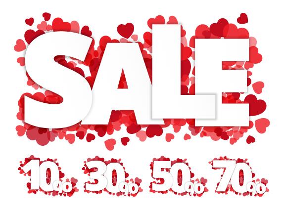 Valentine day sale discount design vector  