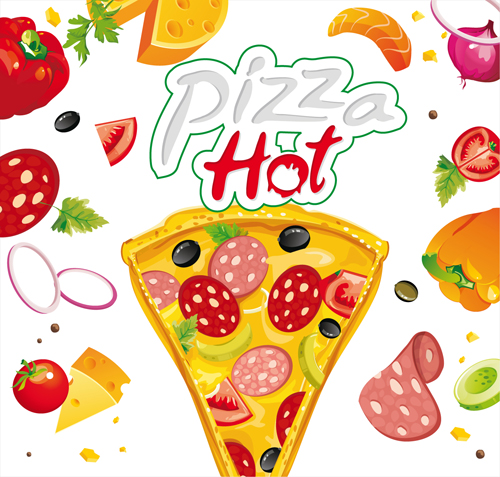 Vector pizza hot design poster 03  