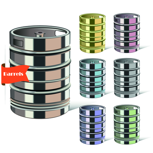 Vector set of colored barrel vector material 03  