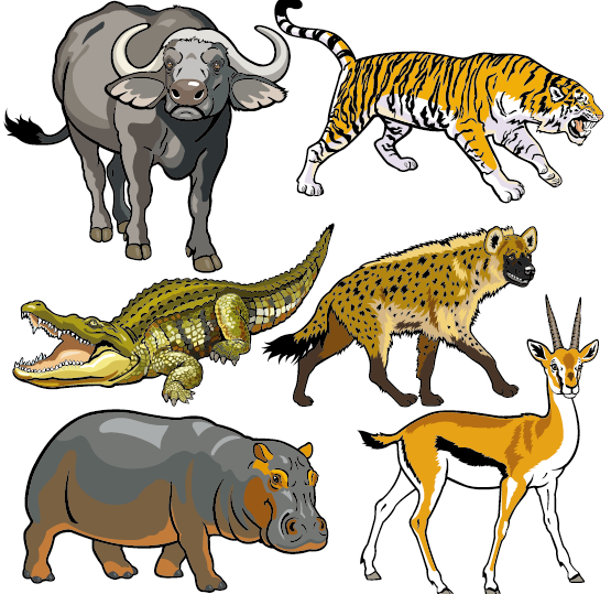 Vector set of wild animals design graphic 06  