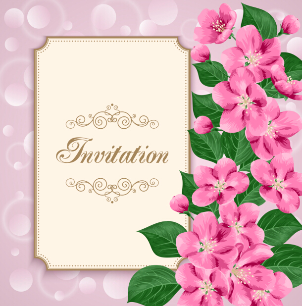 Vintage floral invitation card template 02  