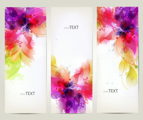 Watercolor flower vertical banner design 03  