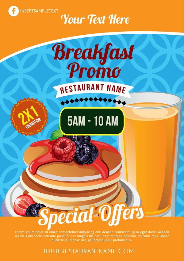 breakfast brochure template with pancake vector  