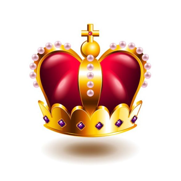 クロスと王冠とピンクの真珠ベクトル  