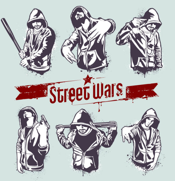 Street wars vector Silhouettes 02  