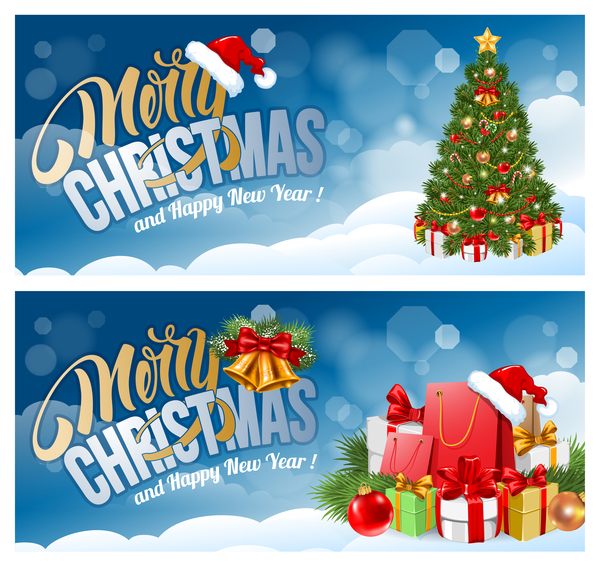2 Kind christmas banners vector material  