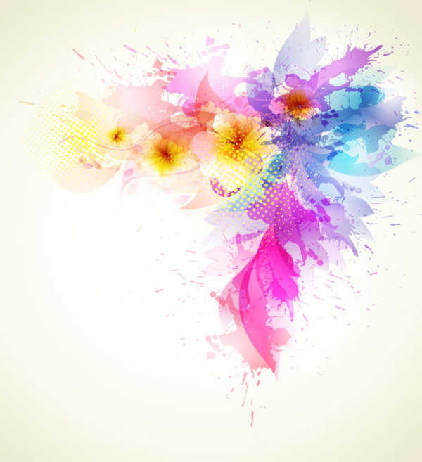 Splash color flower backgrounds vector 02  