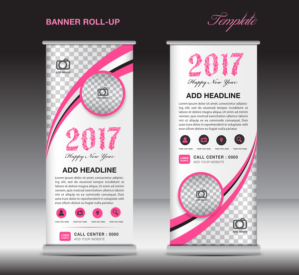 2017 banner roll up flyer stand template vector 07  