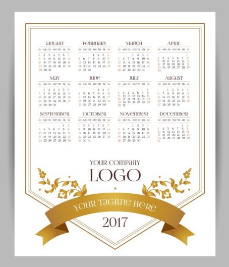 2017 Firmenkalender-Schablone vector 03  