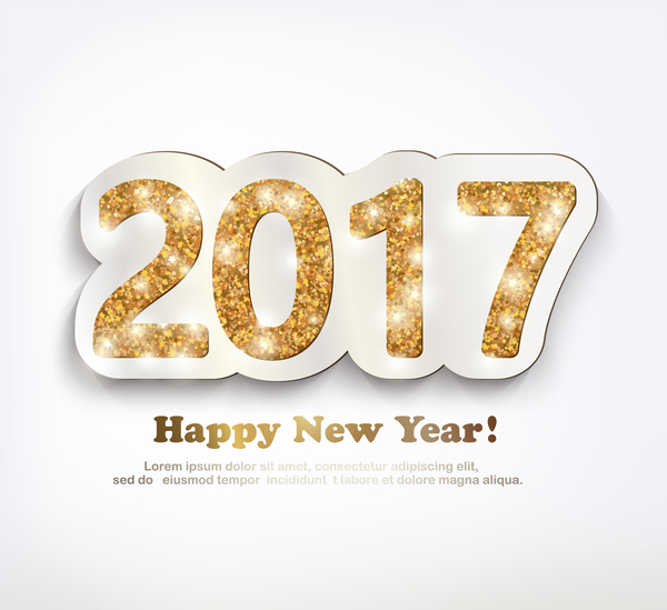 2017 العام الجديد النص بريق الذهبي مع خلفيه بيضاء متجه 01  