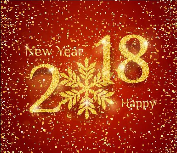 2018 new year with golden confetti background vector  