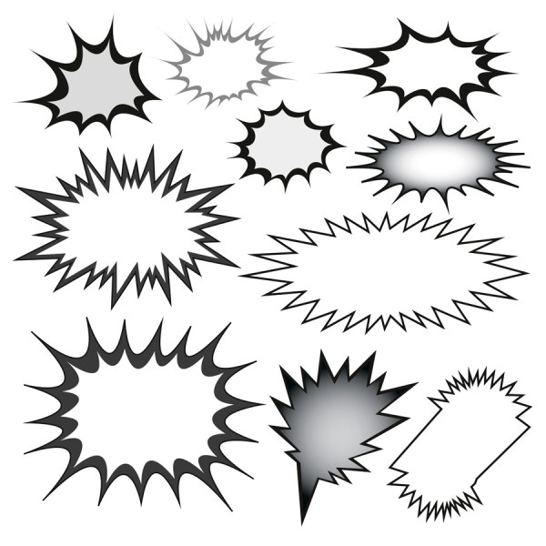 Cartoon explosion frames vector set 01  