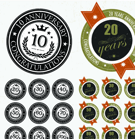 Elements of Anniversary numbers labels vector 03  