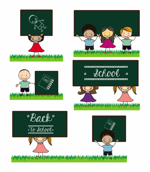 Back to school children vector background 05  