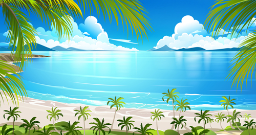 Beautiful tropical island landscape vector 03  