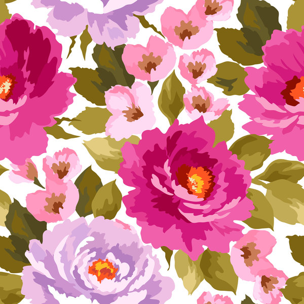 Beautiful watecolor flower pattern seamless vector 08  