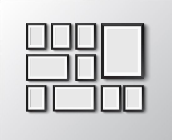 Black photo frame on wall vector graphic 03  