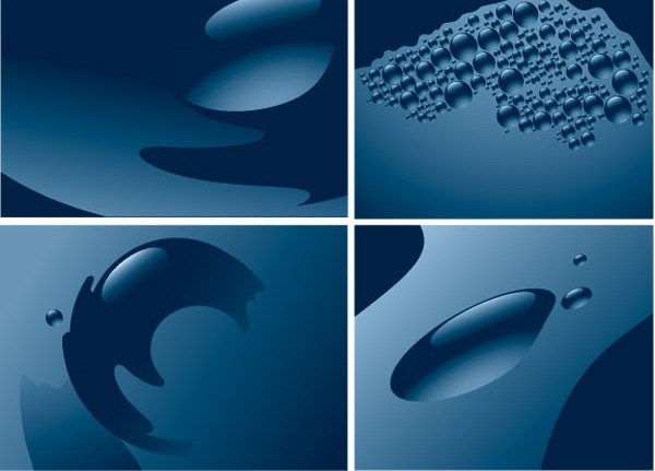 Blue water background set vector  