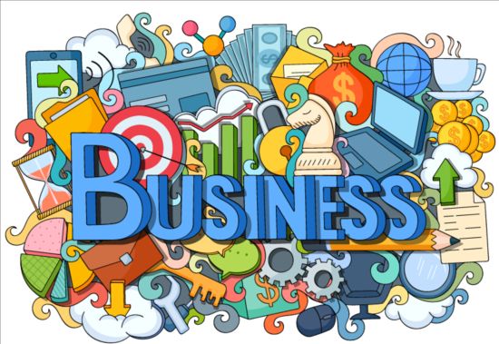 Business Elements doodle vector  