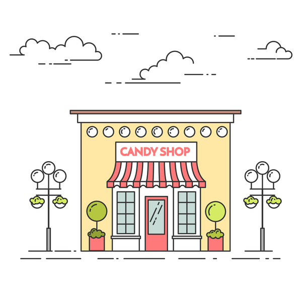 Candy street shop vector template 03  