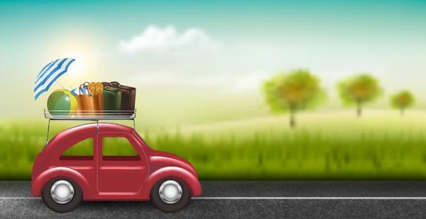 Car travel with blurs background vector  