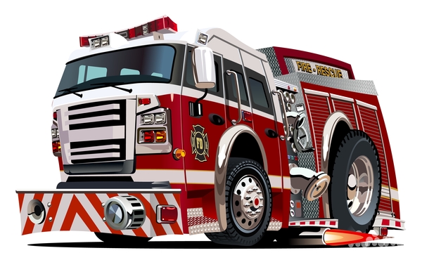 Dessin animé camion de pompier vecteur 06  