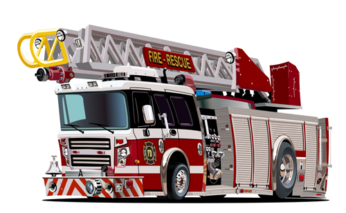 Cartoon fire truck vector material 12  