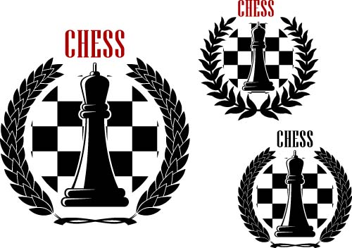 Chess labels red with black style vector 04  