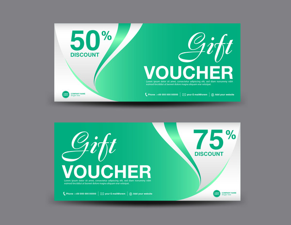 Christmas gift voucher card green vector material 05  