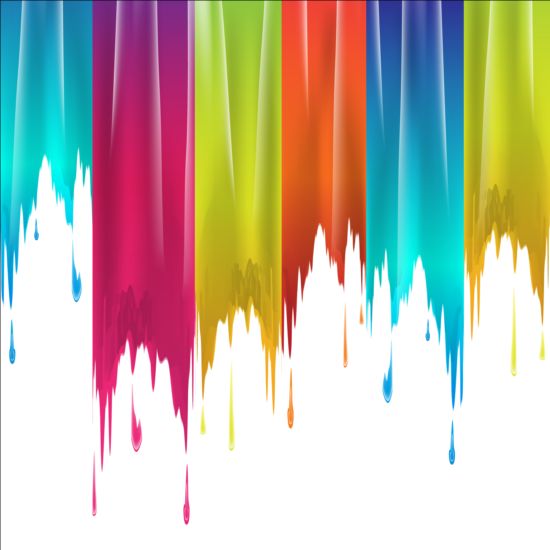Colored paints drip background vector 04  
