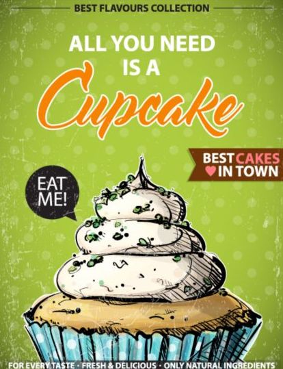 Cupcake vintage poster design vettori 12  