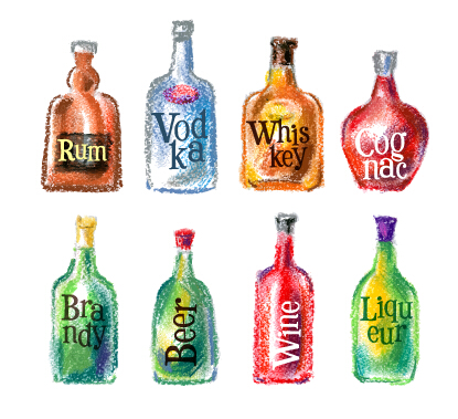 Different drink colored drawn vector 01  