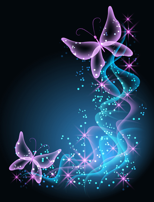 Dream butterfly with shiny background vector 02  