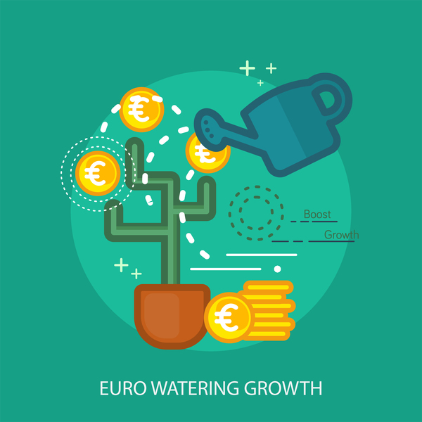 Vecteur de conception conceptuelle de croissance de l'arrosage Euro  