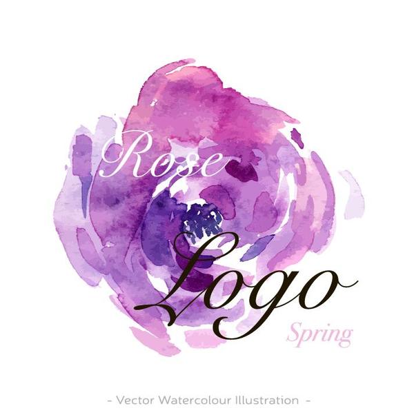 Flower watercolor logo vector 01  