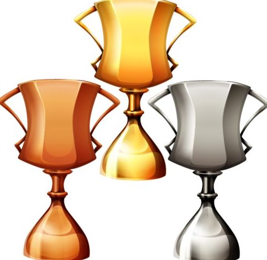 Or argent cuivre Award Cup Vector 03  