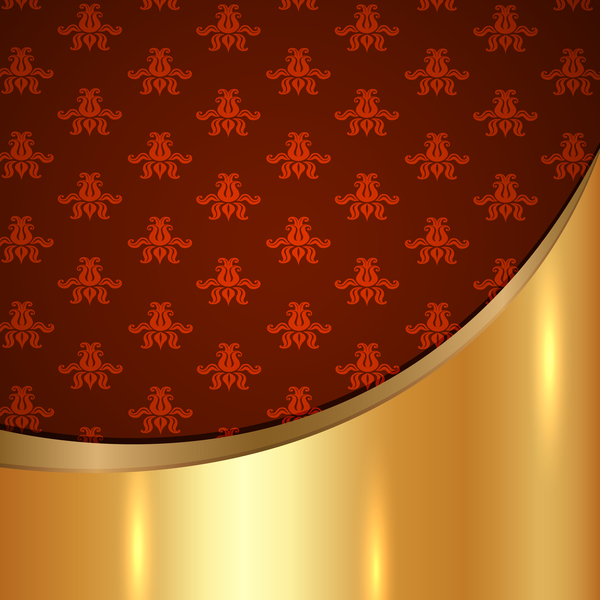 Golded metal background with decor patterns vectors material 16  