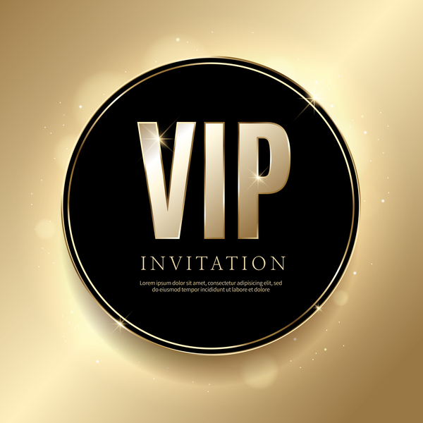Golden VIP invitation card template vector 01  