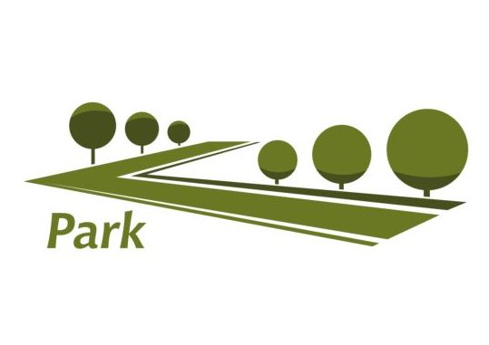 Зеленый парк логотип векторов набор 06  