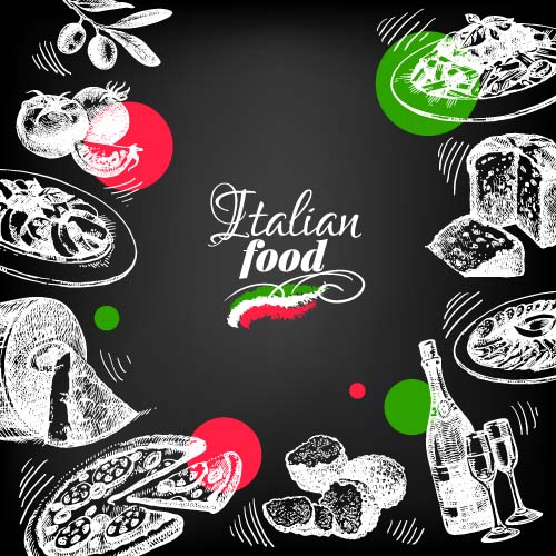 Hand drawn Italian food design vector material 08  