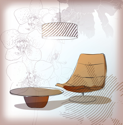 Hand drawn sofa armchairs vector graphics 01  